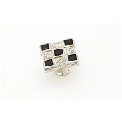 Schaub and Company Avalon Bay 1-1/4" Luxury Designer Mosaic Solid Brass Square Cabinet Knob with Mother of Pearl Black Mother of Pearl / Polished Nickel