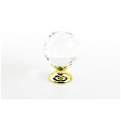 Schaub and Company Stargaze 1-1/8" Faceted Crystal Cabinet Knob with Solid Brass Base Polished Brass