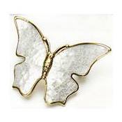 Schaub and Company Nature 1-1/2" Center to Center Designer Butterfly Solid Brass Cabinet Pull Drawer Pull with Mother of Pearl Inlay White Mother of Pearl / Paris Brass