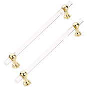 Schaub and Company Lumiere Transitional 12" Center to Center Acrylic Back to Back Door Pulls / Side by Side Cabinet Handles with Solid Brass Mounts Polished Brass
