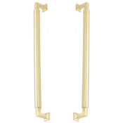 Schaub and Company Haniburton 15" Center to Center Solid Brass Back to Back Door Pulls / Side By Side Cabinet Handles Satin Brass
