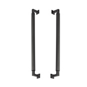 Schaub and Company Haniburton 12" Center to Center Solid Brass Modern Cylinder Back to Back Door Pull Set / Side by Side Cabinet Handle Set Matte Black