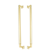 Schaub and Company Haniburton 18" Center to Center Solid Brass Barrel Style Back to Back Door Pull / Side by Side Cabinet Handle Set Unlacquered Brass