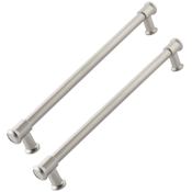 Schaub and Company Steamworks 15" Center to Center Industrial Style Back to Back Swinging / Sliding Door Pulls / Side by Side Cabinet Handles Satin Nickel