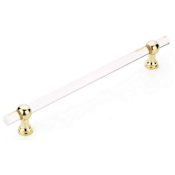 Schaub and Company Lumiere Transitional 12" Center to Center Concealed Screw Bar Acrylic Appliance Handle with Solid Brass Posts Polished Brass
