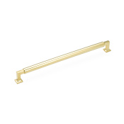Schaub and Company Haniburton 12" Center to Center Cylinder Style Solid Brass Concealed Screw Appliance Handle / Appliance Pull Unlacquered Brass