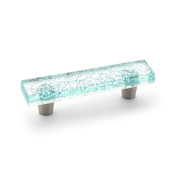 Schaub and Company Ice 3" Center to Center Modern Decorative Glass Bar Cabinet Handle / Drawer Pull - Made in USA Aqua Pearl
