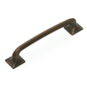 Schaub and Company Northport 5" Center to Center Contemporary Rounded Cabinet Handle Pull with Square Footplates Ancient Bronze