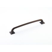 Schaub and Company Northport 8" Center to Center Contemporary Industrial Cabinet Handle Pull with Square Footplates Ancient Bronze