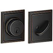 Schlage Single Cylinder Grade 1 Deadbolt with Decorative Addison Rose Aged Bronze