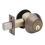 Schlage One Sided Keyed Deadbolt Without Interior Trim Antique Brass