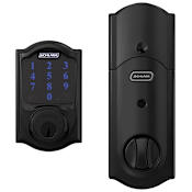 Schlage Connect Camelot Touchscreen Electronic Deadbolt with Built-in Alarm and Z-Wave Plus Technology Matte Black