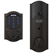 Schlage Connect Camelot Touchscreen Electronic Deadbolt with Built-in Alarm and Z-Wave Plus Technology Aged Bronze