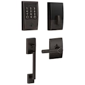 Schlage Encode WiFi Enabled Electronic Keypad Deadbolt with Century Entry Handleset and Broadway Lever Aged Bronze