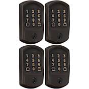 Schlage Encode WiFi Enabled Electronic Keypad Deadbolt with Greenwich Trim - Pack of 4 Aged Bronze