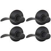 Schlage Accent Passage Door Lever Set with Plymouth Rose - Pack of 4 Aged Bronze