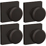 Schlage Bowery Passage Door Knob Set with Collins Rose - Pack of 4 Aged Bronze
