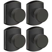 Schlage Bowery Passage Door Knob Set with Decorative Greenwich Trim - Pack of 4 Aged Bronze