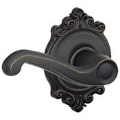 Schlage Flair Passage Door Lever Set with the Decorative Brookshire Trim Aged Bronze