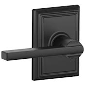 Schlage Latitude Reversible Passage Door Lever Set with Decorative Addison Trim Matte Black
