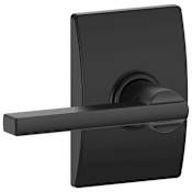 Schlage Latitude Passage Door Lever Set with the Decorative Century Trim Matte Black