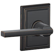 Schlage Latitude Reversible Passage Door Lever Set with Decorative Addison Trim Aged Bronze