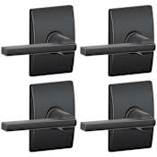 Schlage Latitude Passage Door Lever Set with Century Rose - Pack of 4 Aged Bronze