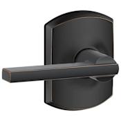 Schlage Latitude Passage Door Lever Set with Decorative Greenwich Trim Aged Bronze