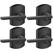 Schlage Latitude Passage Door Lever Set with Decorative Greenwich Trim - Pack of 4 Aged Bronze