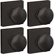 Schlage Plymouth Passage Door Knob Set with Collins Rose - Pack of 4 Aged Bronze