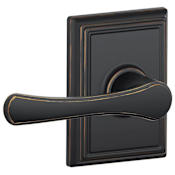 Schlage Avila Passage Door Lever Set with Decorative Addison Trim Aged Bronze
