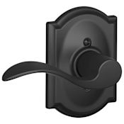 Schlage Accent Left Handed Non-Turning One-Sided Dummy Door Lever with Decorative Camelot Trim Matte Black