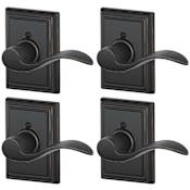 Schlage Accent Right Handed Non-Turning One-Sided Dummy Door Lever with Decorative Addison Trim - Pack of 4 Aged Bronze