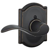 Schlage Accent Left Handed Non-Turning One-Sided Dummy Door Lever with Decorative Camelot Trim Aged Bronze