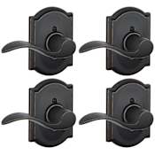 Schlage Accent Left Handed Non-Turning One-Sided Dummy Door Lever with Decorative Camelot Trim - Pack of 4 Aged Bronze
