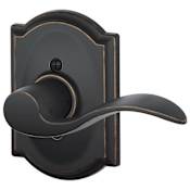Schlage Accent Right Handed Non-Turning One-Sided Dummy Door Lever with Decorative Camelot Trim Aged Bronze