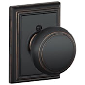 Schlage Andover Non-Turning One-Sided Dummy Door Knob with the Decorative Addison Rose Aged Bronze