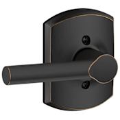 Schlage Broadway Non-Turning One-Sided Dummy Door Lever with Decorative Greenwich Trim Aged Bronze
