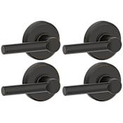 Schlage Broadway Non-Turning One-Sided Dummy Door Lever with Decorative Greyson Trim - Pack of 4 Aged Bronze