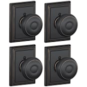 Schlage Georgian Non-Turning One-Sided Dummy Door Knob with the Decorative Addison Rose - Pack of 4 Aged Bronze