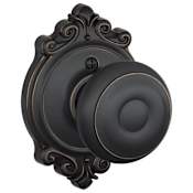 Schlage Georgian Non-Turning One-Sided Dummy Door Knob with the Decorative Brookshire Rose Aged Bronze