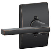 Schlage Latitude Non-Turning One-Sided Dummy Door Lever with Decorative Century Trim Aged Bronze