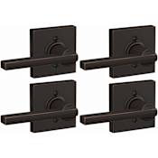 Schlage Latitude Non-Turning One-Sided Dummy Door Lever with Collins Rose - Pack of 4 Aged Bronze