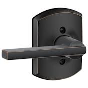Schlage Latitude Non-Turning One-Sided Dummy Door Lever with Decorative Greenwich Trim Aged Bronze