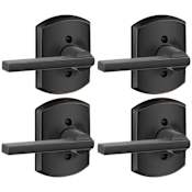 Schlage Latitude Non-Turning One-Sided Dummy Door Lever with Decorative Greenwich Trim - Pack of 4 Aged Bronze