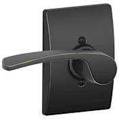 Schlage Merano Left Handed Non-Turning One-Sided Dummy Door Lever with Decorative Century Trim Aged Bronze
