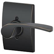 Schlage Merano Right Handed Non-Turning One-Sided Dummy Door Lever with Decorative Century Trim Aged Bronze