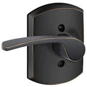 Schlage Merano Left Handed Non-Turning One-Sided Dummy Door Lever with Decorative Greenwich Trim Aged Bronze