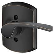 Schlage Merano Right Handed Non-Turning One-Sided Dummy Door Lever with Decorative Greenwich Trim Aged Bronze