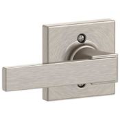 Schlage Northbrook Non-Turning One-Sided Dummy Door Lever with Decorative Collins Trim Satin Nickel